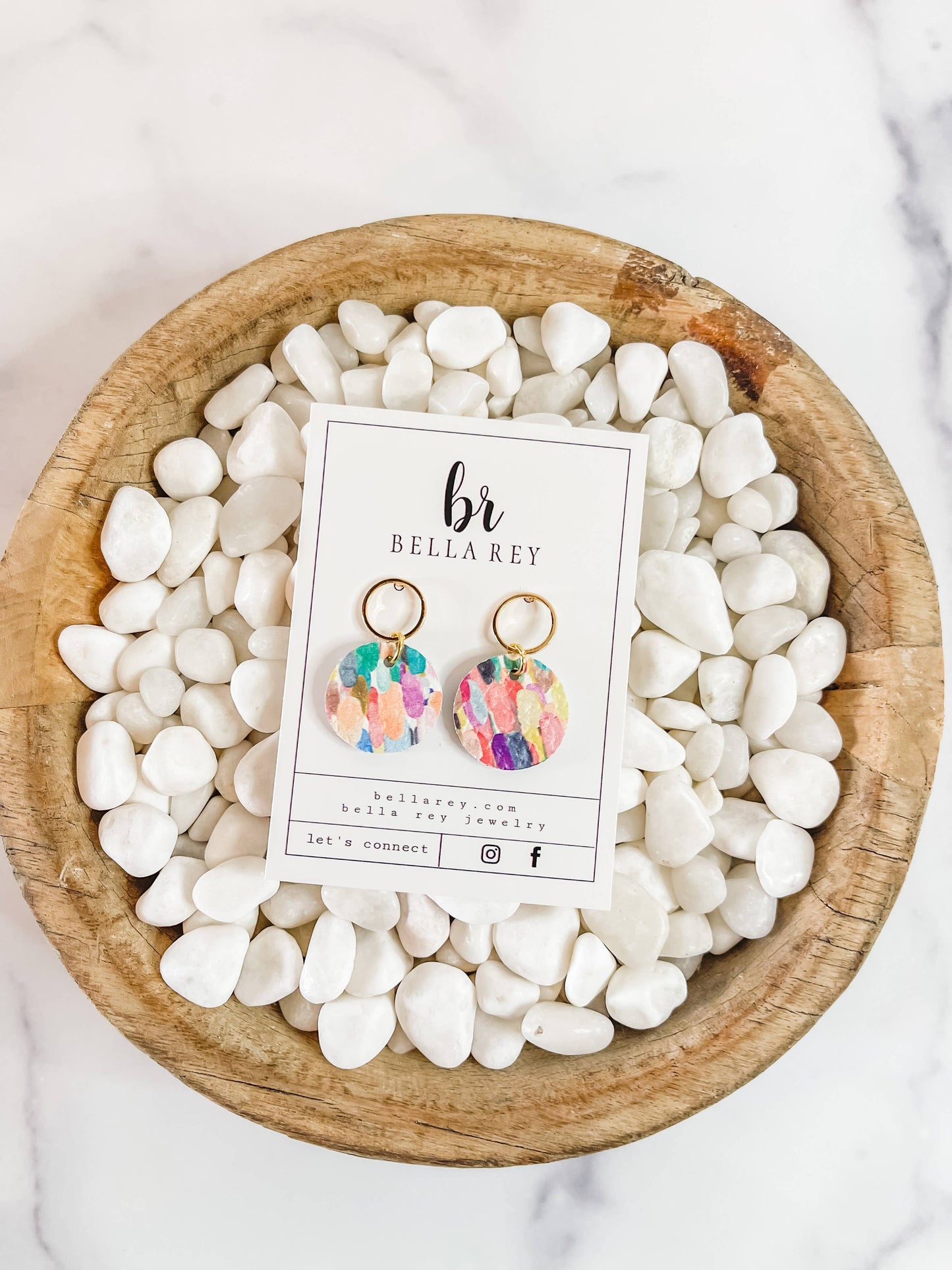 Harper Mini Leather Earrings - Confetti