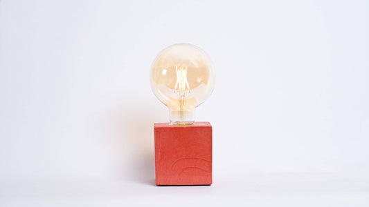 Cube Lamp - Red Concrete